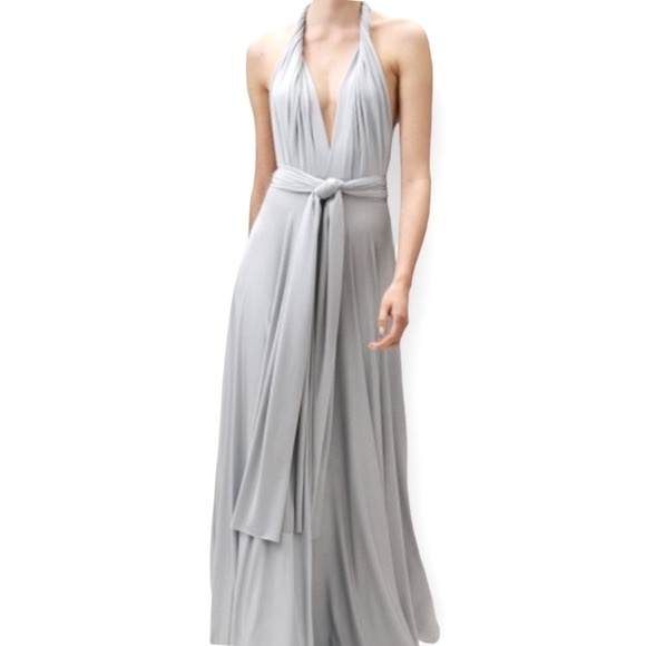 ๐HP New Twobirds BHLDN Ginger Convertible B / Fits 14 - 24 Lt Gray Silver Maxi - Picture 7 of 14